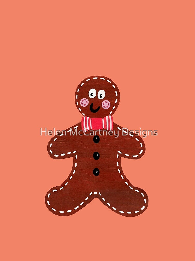 Christmas Gingerbread Man 2 - Orange background by Helen McCartney Designs