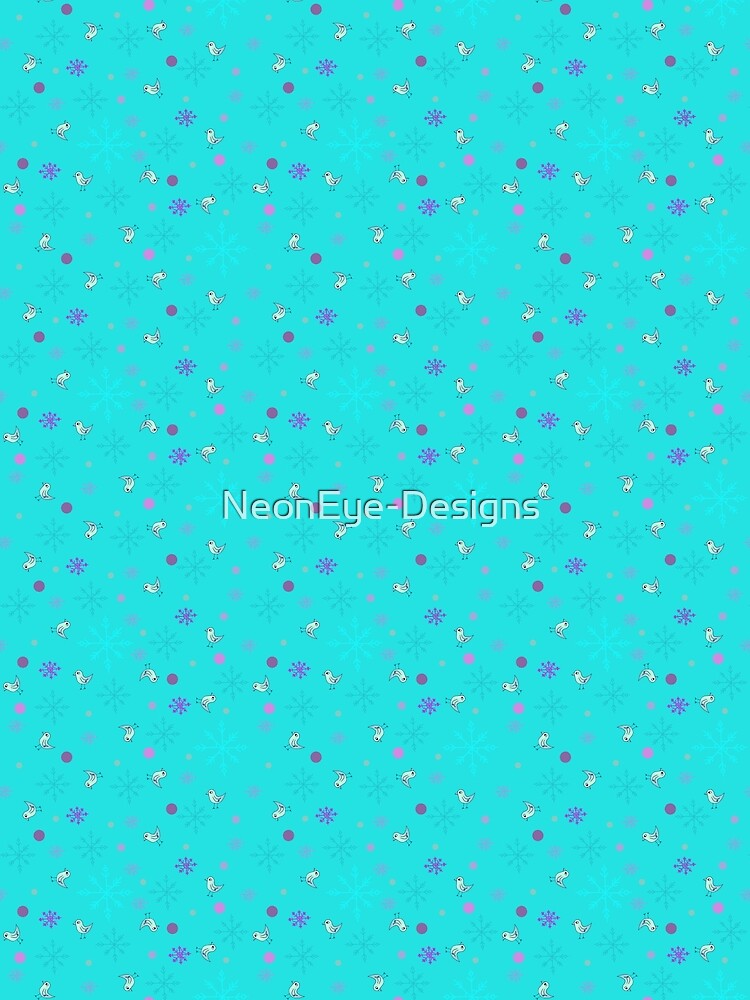 Snowflakes and birds_aqua by NeonEye-Designs