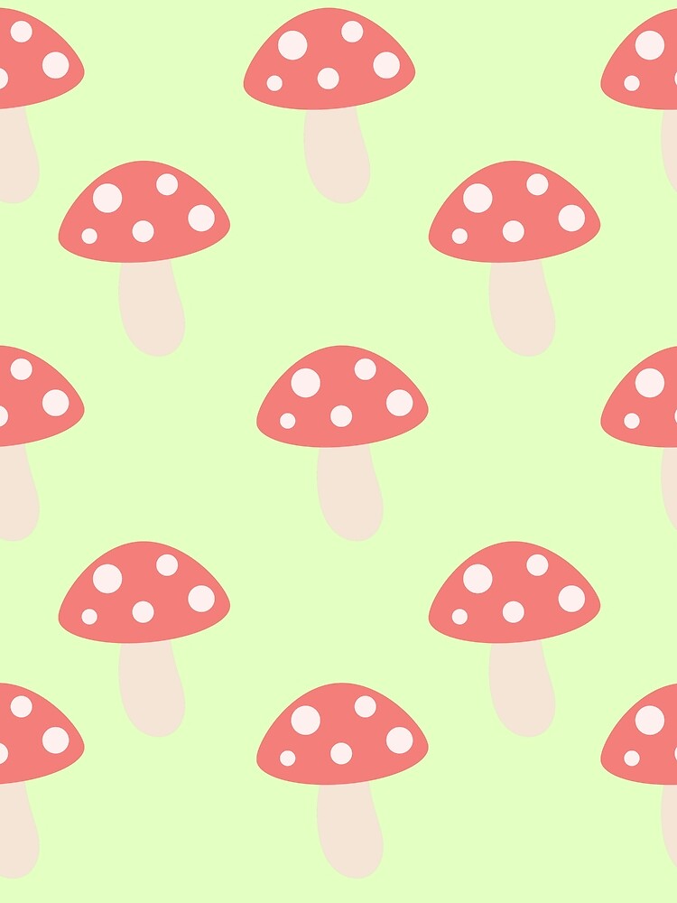 Whimsical Pastel Green Mushroom Pattern by Cheonsa