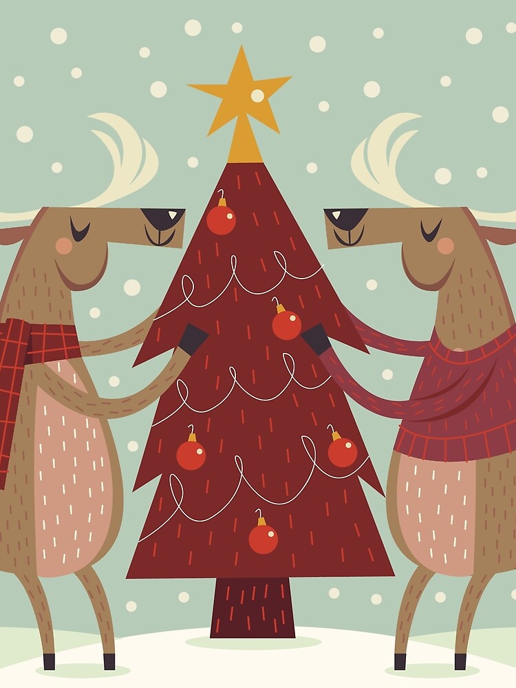 Christmas Reindeer, Cute Reindeer, Reindeer with gifts, Reindeer in christmas tree by sunnyshop