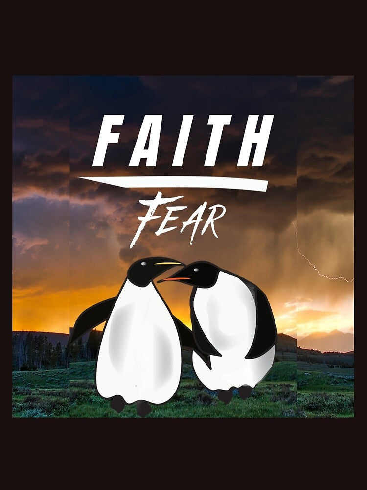 Faith | Fear Penguin Pillow Design by Gina Jenkins