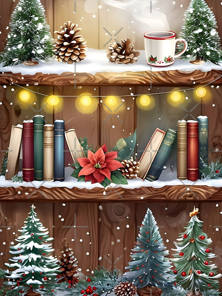 Cozy Christmas Bookshelf Haven, christmas gifts, phone cases design by Creativveworrld03