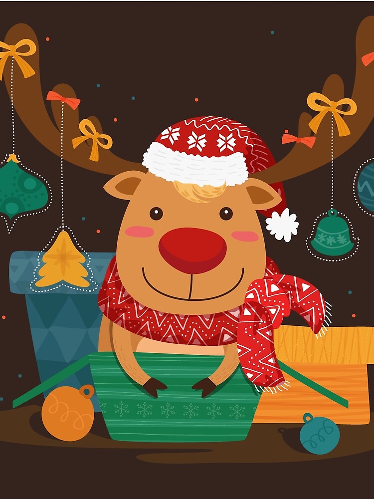 Christmas Reindeer, Cute Reindeer, Reindeer with gifts by sunnyshop