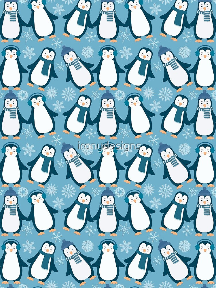 Cute Penguin Snowflake Pattern Design by ironydesigns