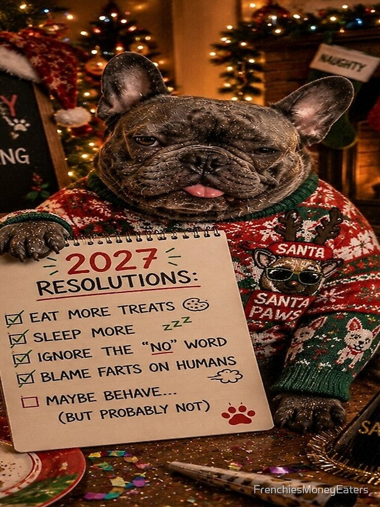 Funny 2027 New Year French Bulldog - Cheers to More Chaos by FrenchiesMoneyEaters