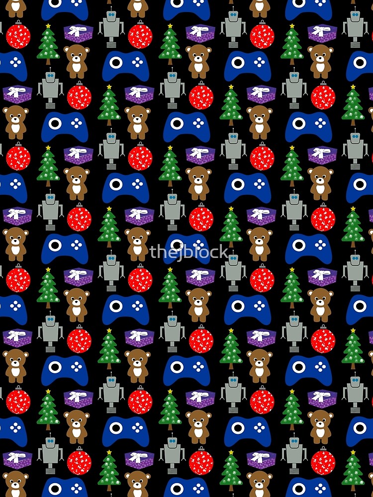 Christmas Gifts Pattern with Teddy Bear and Robot by thejblock