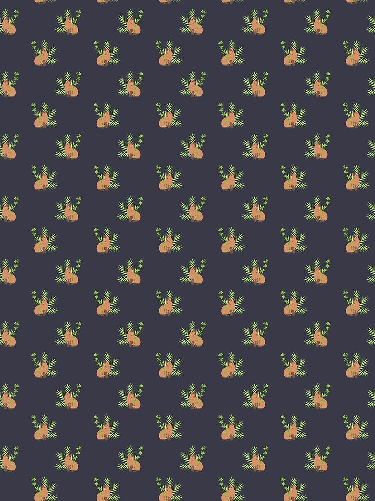 Cute Capybara Sitting In Green Leaves Seamless Pattern by paldronma