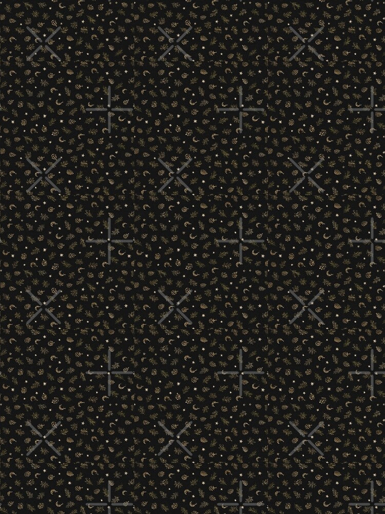 Black Gold Pinecone Evergreen Celestial Christmas by sadedream
