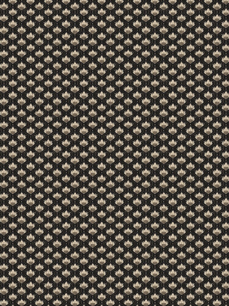 Art Deco Lotus Pattern - Black and Champagne by BestVarieties