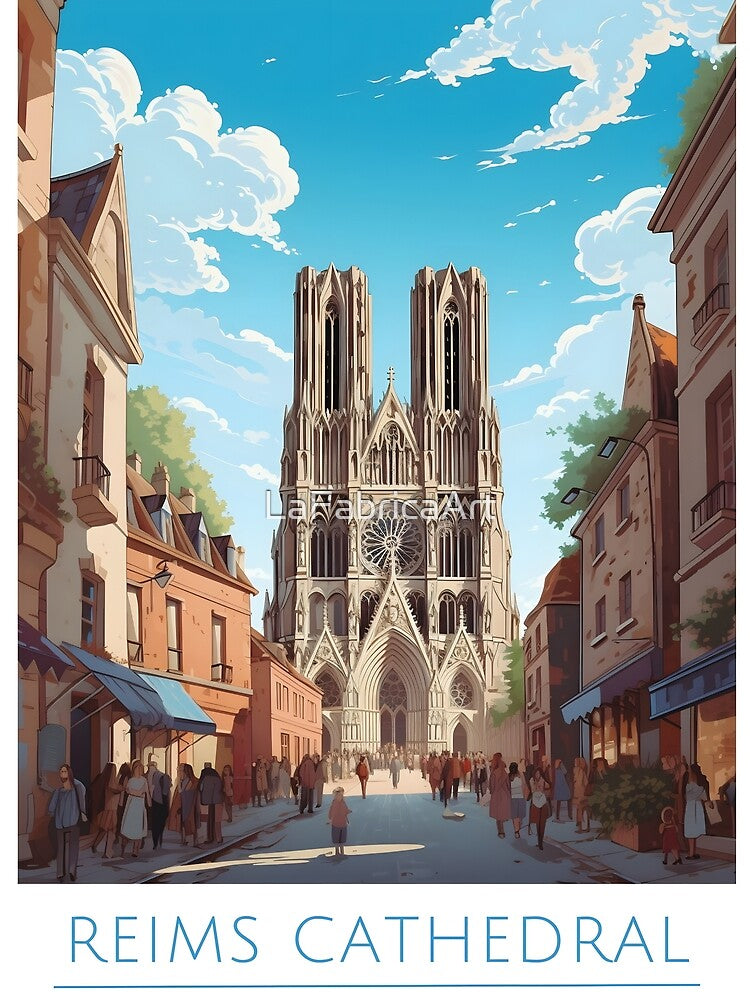 Reims Cathedral France Gothic Architecture Art by LaFabricaArt