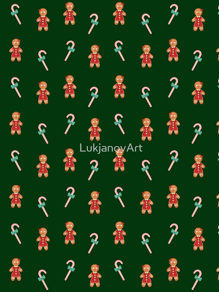 Candycane gingerbread lady print - Girls by LukjanovArt