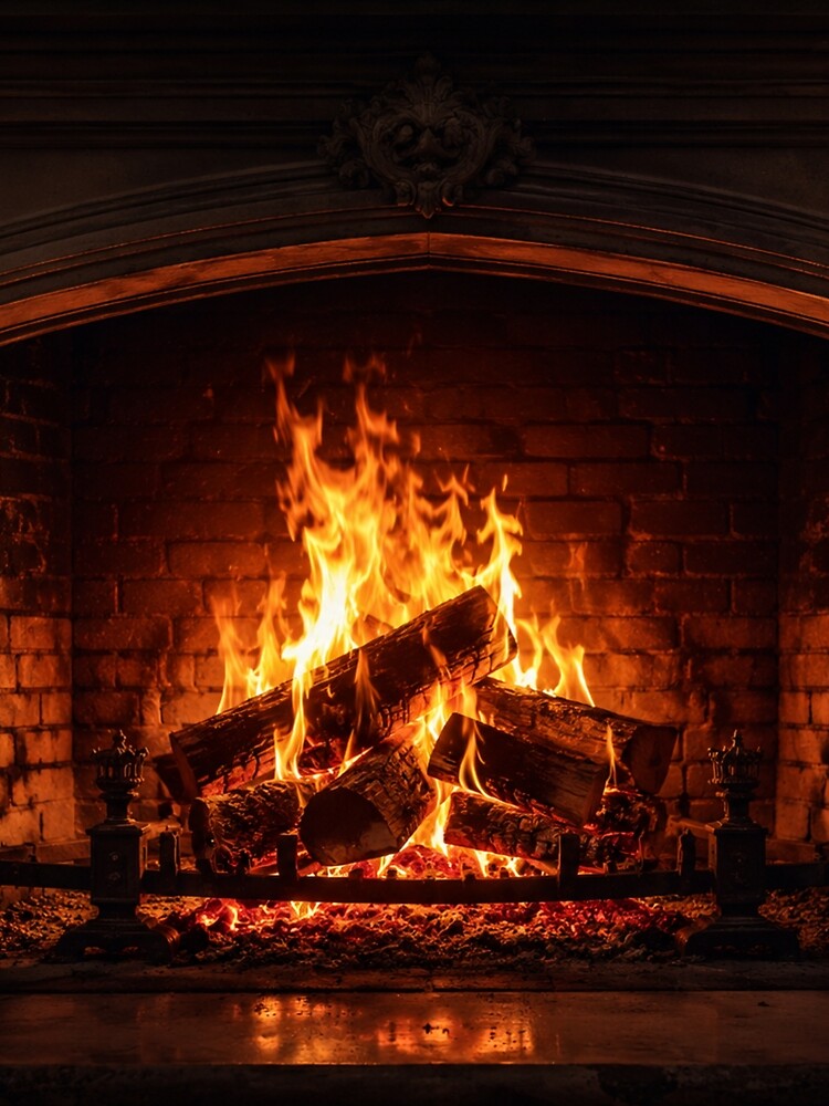 Cozy Fireplace Glow | Warm Rustic Hearth Fire Home Comfort Design by Inkmatic Studio