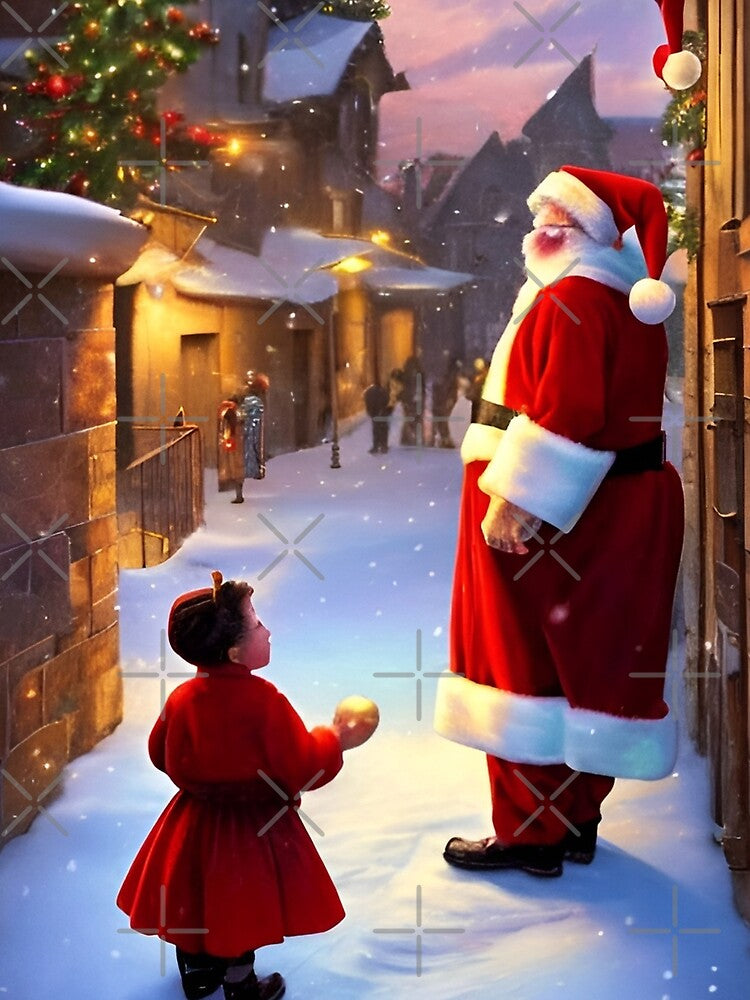 Christmas Village Santa and Child by 90snerd