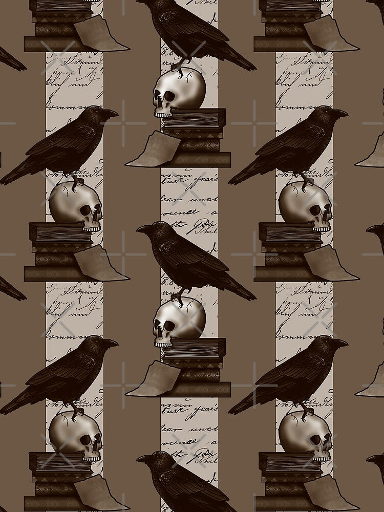 Dark Academia Raven And Skull Pattern by Gemma Compton