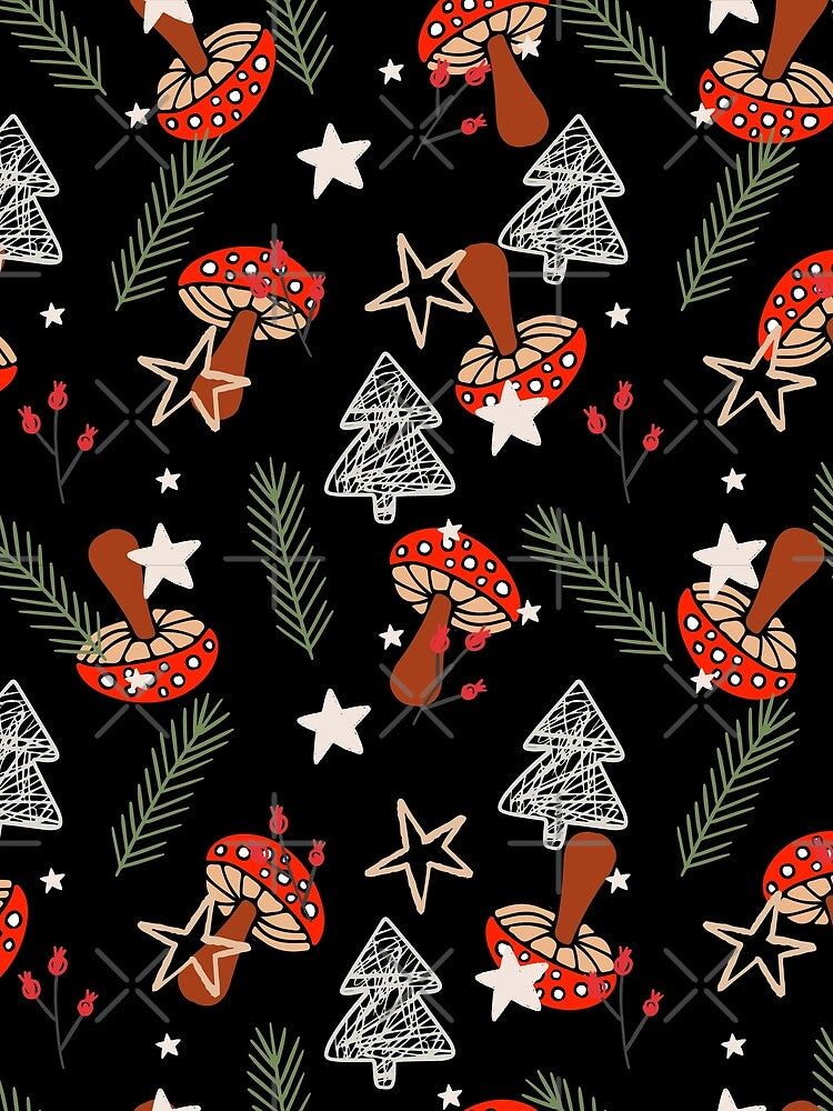 Christmas Mushroom Pattern by Lylabean22