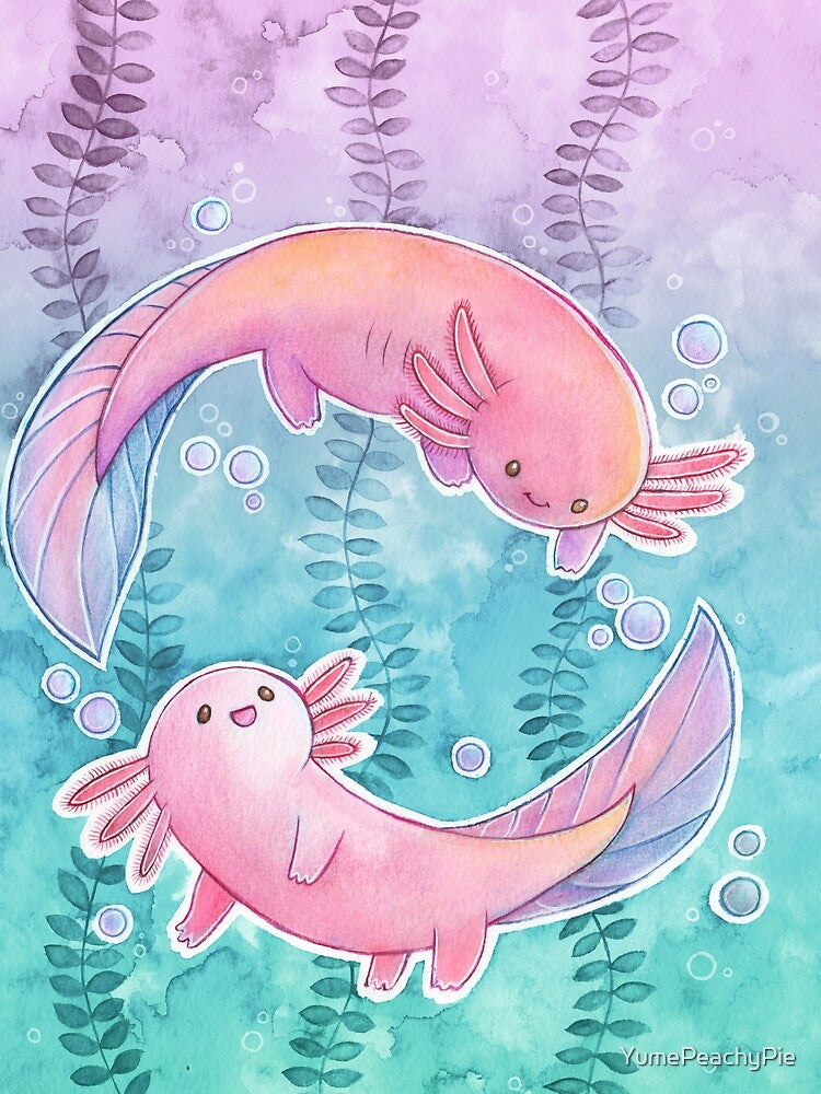 Super Cute Axolotl - Kawaii by YumePeachyPie