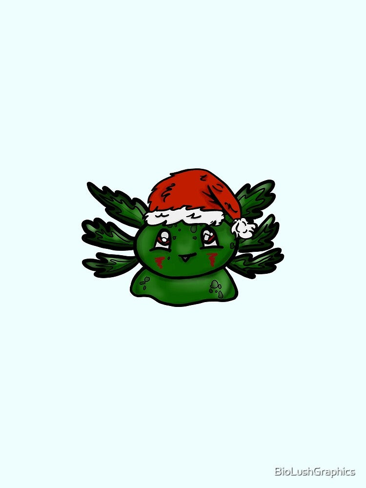 Santa Hat Axolotl by BioLushGraphics