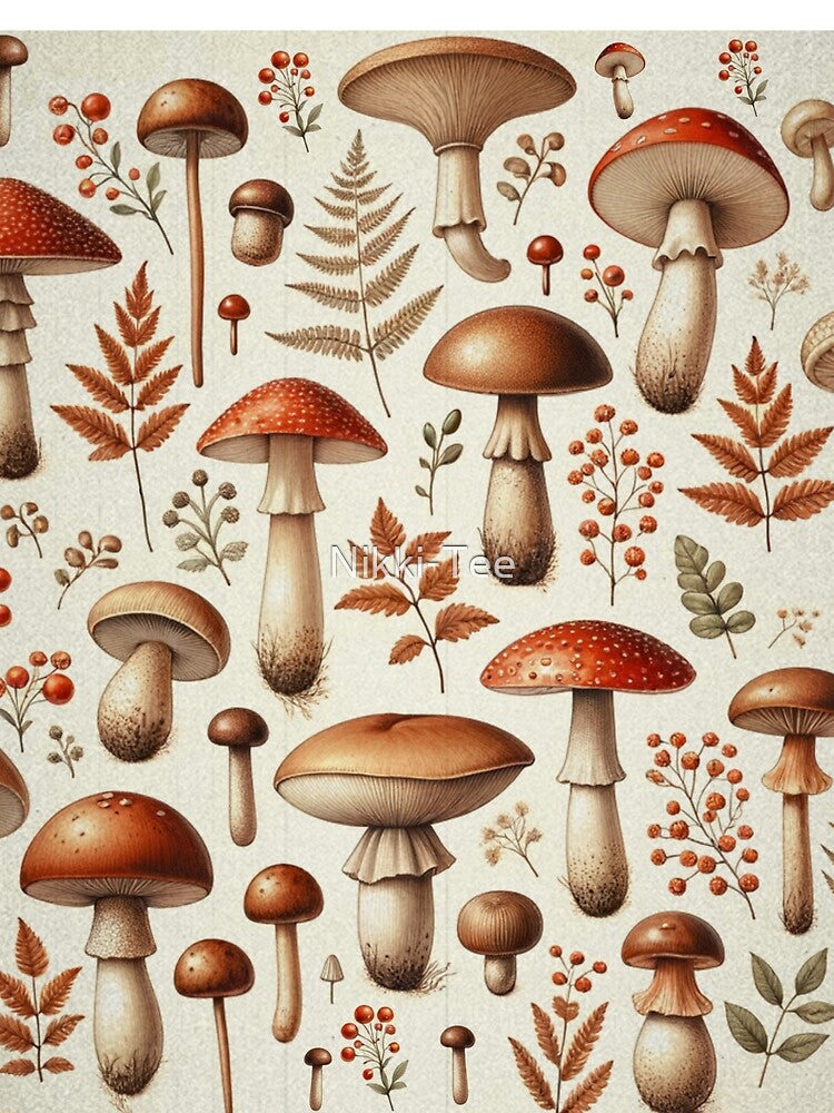 Vintage style mushroom design by Nikki-Tee