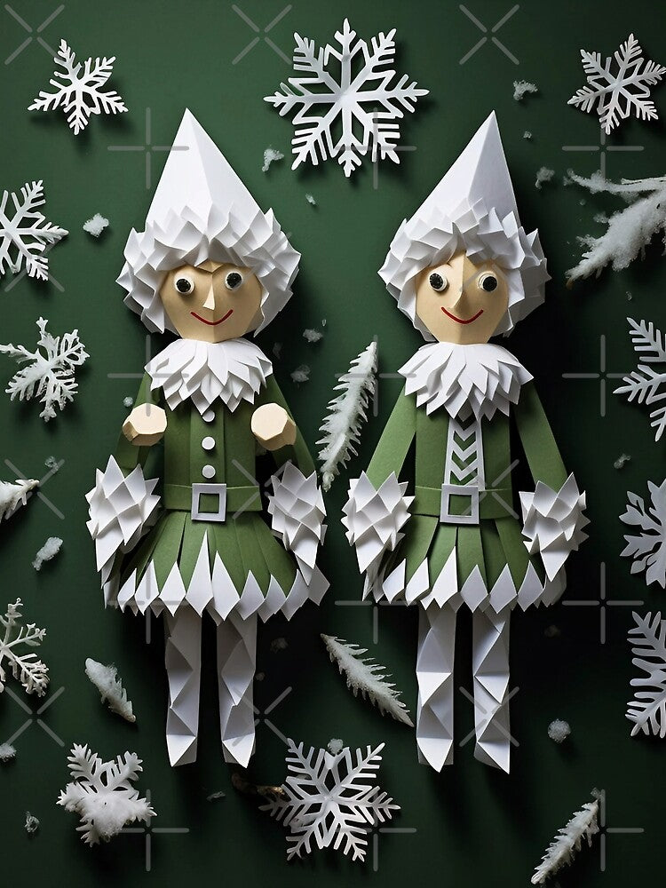 Snowflake Wreathed Christmas Elves by dcrc