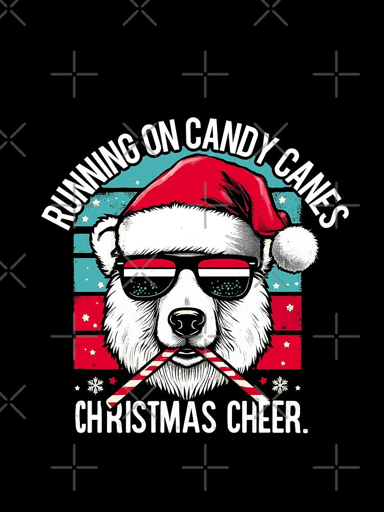 Running on Candy canes and Christmas cheer, funny polar bear by AW2 Designs