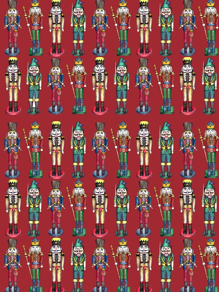 The Nutcracker Prince Pattern in Red by ECMazur Art
