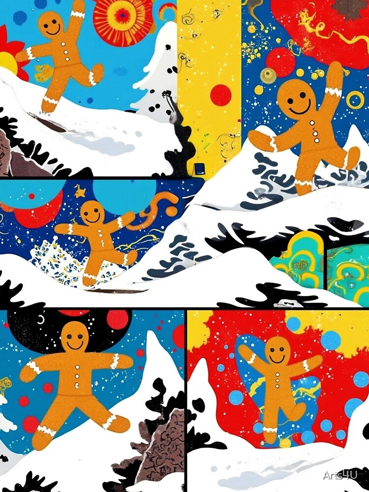 ABSTRACT COLORFUL GINGERBREAD MAN ART SNOW WINTER by Arts4U