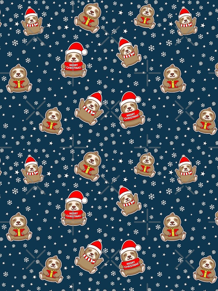 Christmas Sloths with snow by Ribsa
