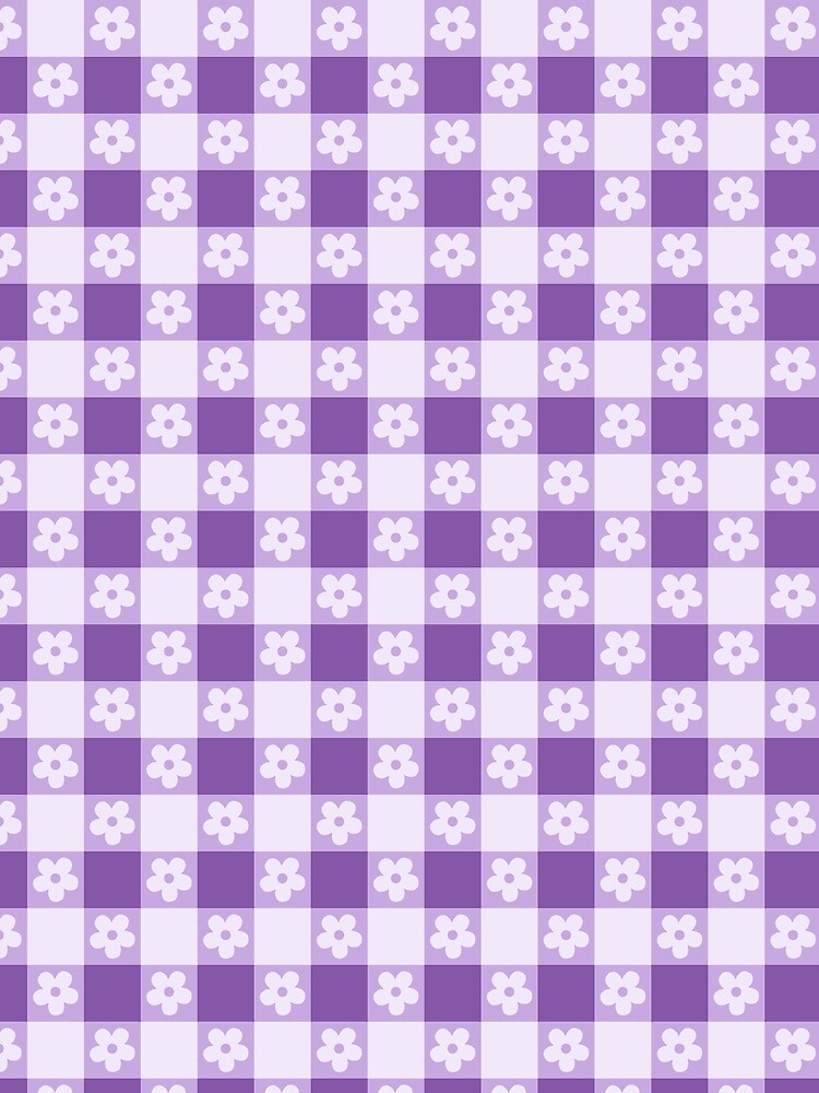 Lavender Floral Gingham Pattern | Purple Floral Gingham | Lavender Gingham Floral Coquette | Soft Purple Floral Gingham Aesthetic by VivaFy