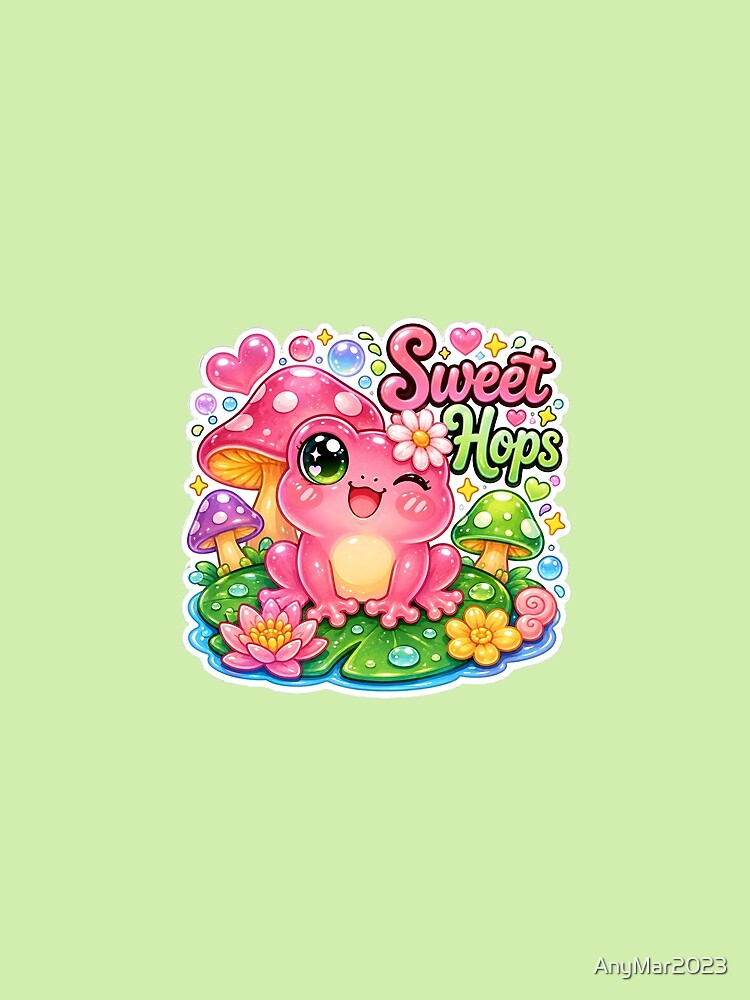 Pink Gummy Frog Sweet Hops – Cute Kawaii Mushroomcore Design by AnyMar2023
