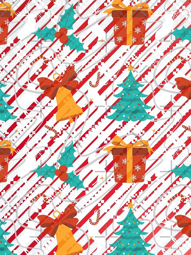 Christmas  Stripped Candy Cane And Gifts Pattern by Designs By YL