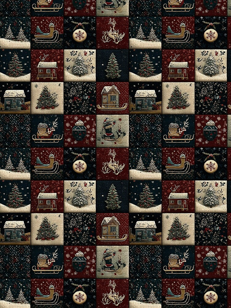 Festive Holiday Pattern of sleighs and trees by LittleShopOrion