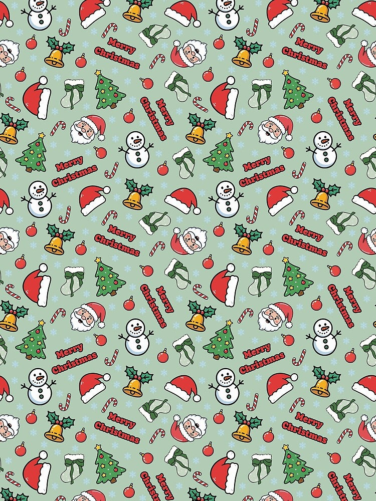 Cartoon Christmas on Pale Green by KSimpson838