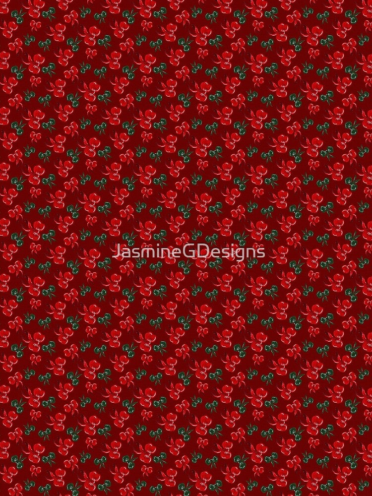Tossed Christmas Bows Red Bow and Green Bow Deep Red by JasmineGDesigns