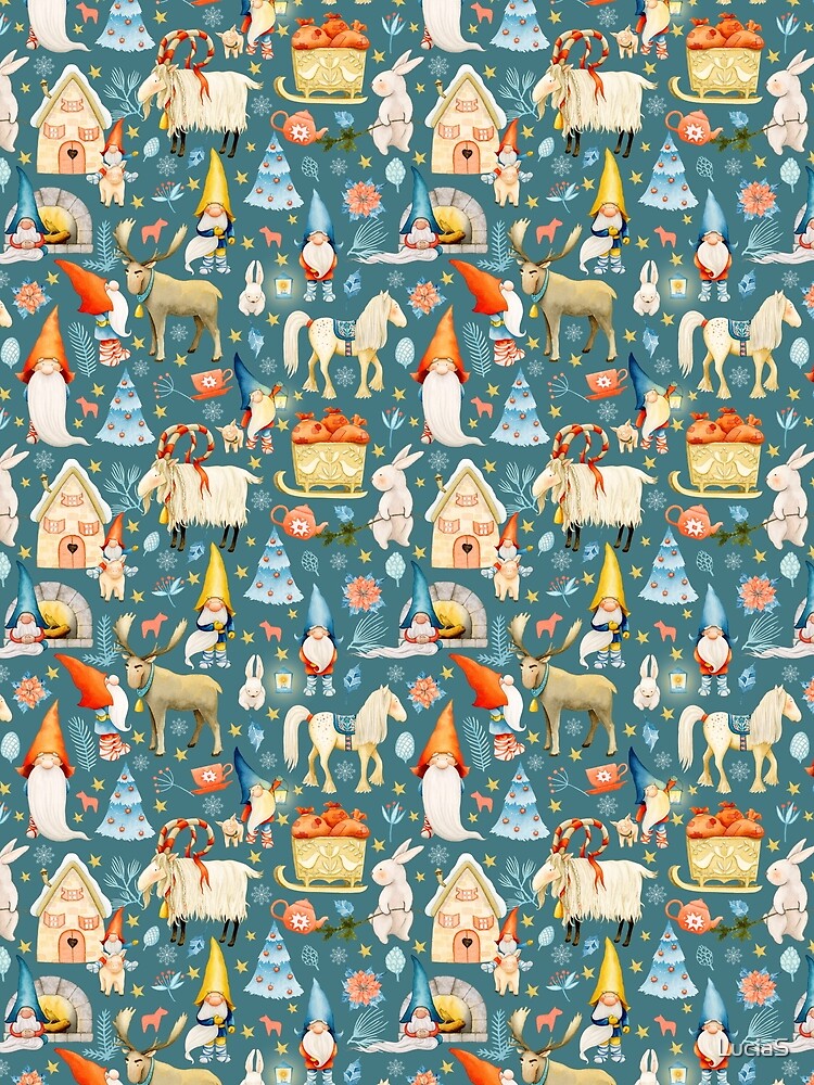 Whimsical Nordic Christmas Gnomes with Animals by LuciaS