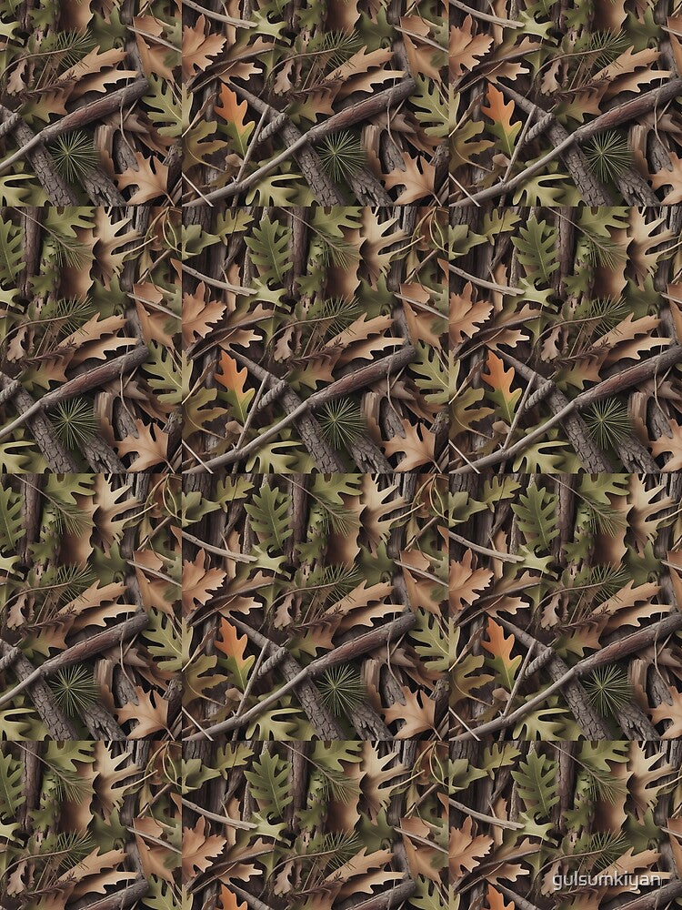 Hunting Camping Forest Camouflage Green Brown Camo by gulsumkiyan