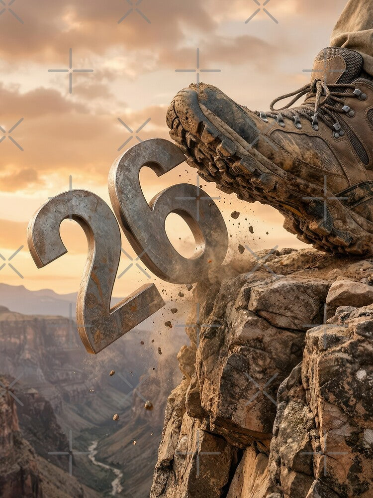 Hiking Boot Kicking Off Year 2026 by Maria Dryfhout