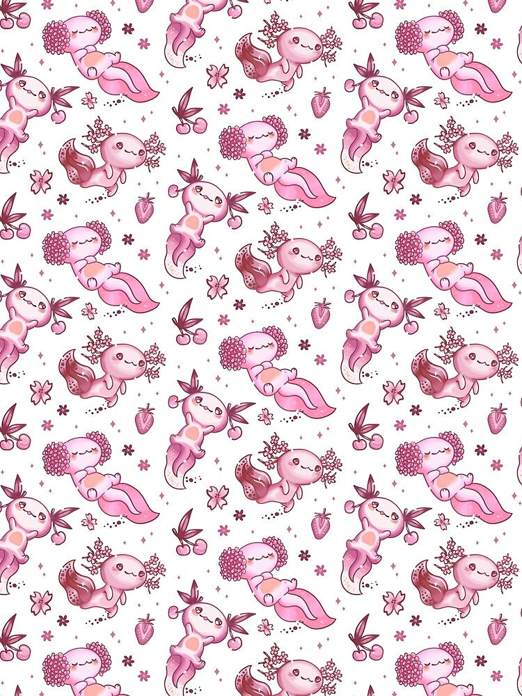 Cute Girls Axolotl Pattern Kawaii Animal Gift by Patterntastic