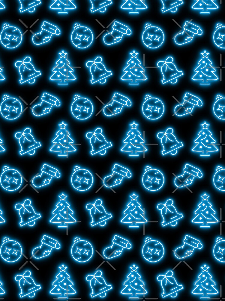 Neon Blue Christmas on Black by Pixels2Patterns
