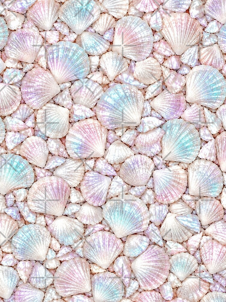 Pearlescent Seashell Mosaic in Aqua and Lavender by OLAIZA