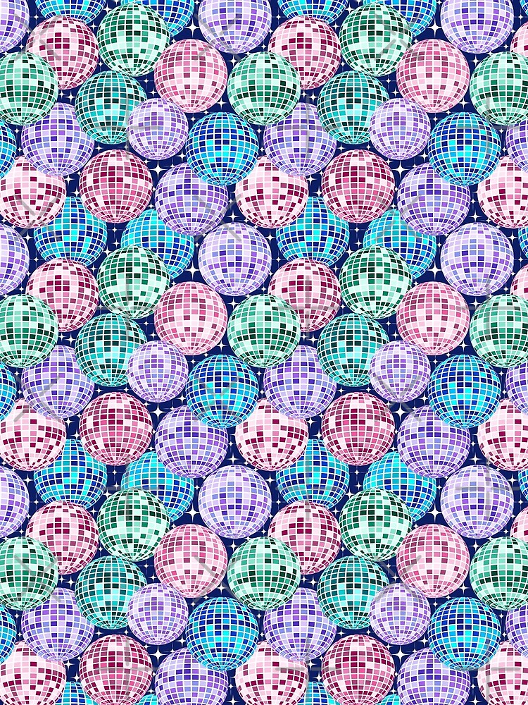 Vibrant Colorful Disco Balls Mirroring the Electric Energy of a Bustling Dance Floor by NancyDzines