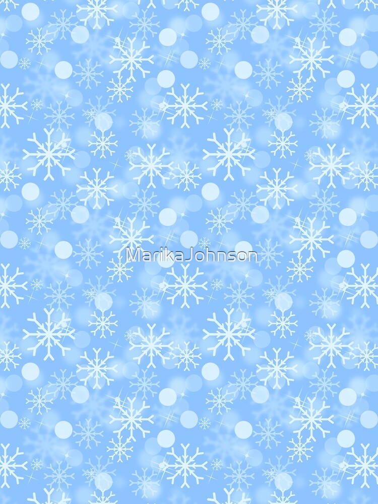 Winter Snowflakes on Blue Background Holiday Pattern by MarikaJohnson