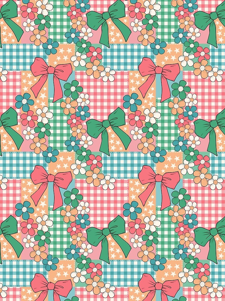 Christmas Coquette Bow Floral Patchwork by CreativeDraws42