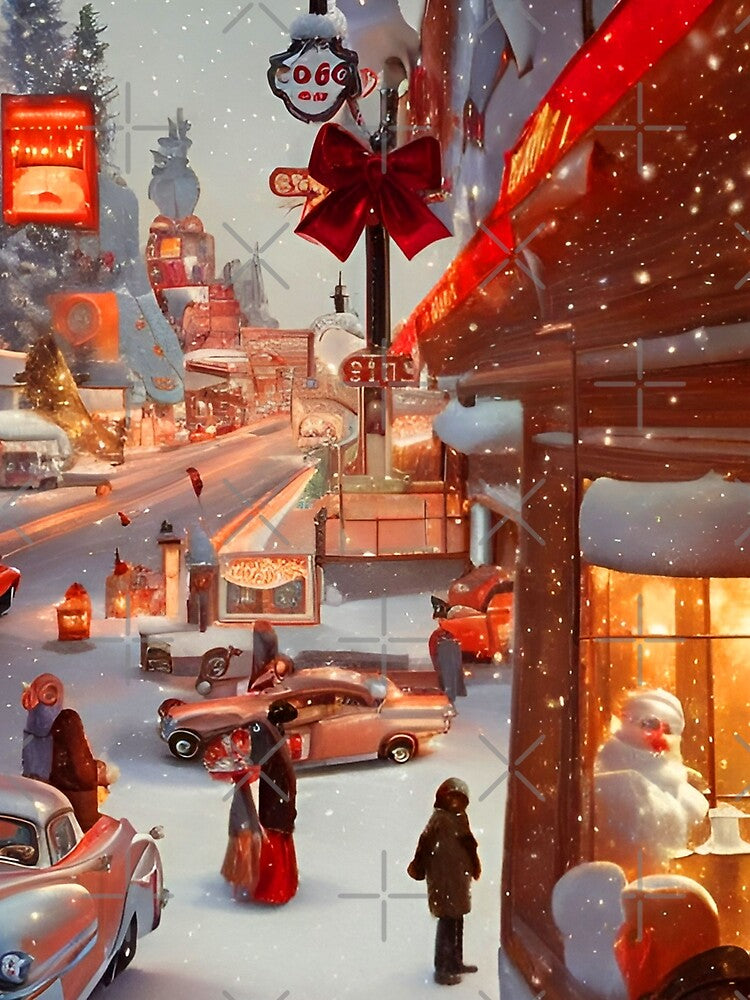Retro Route 66 Snowy town streets by 90snerd