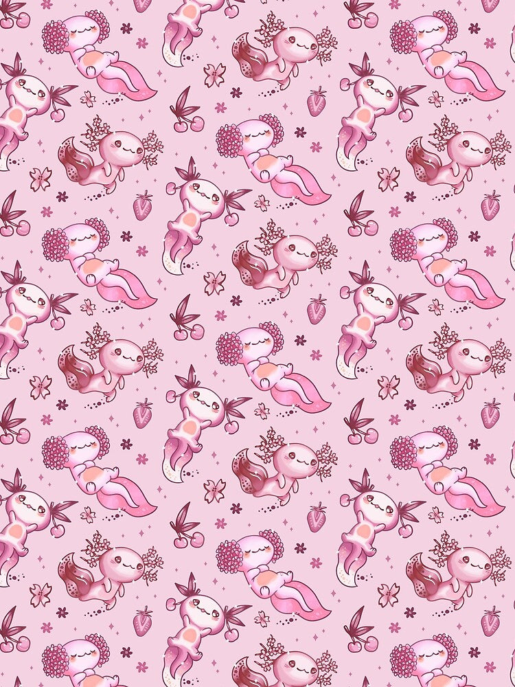 Cute Pink Axolotl Pattern Kawaii Animal Girls by Patterntastic