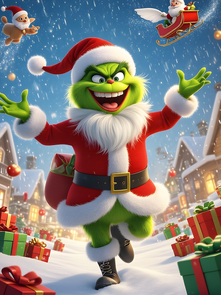 Green Christmas Monster – Funny Holiday Illustration by NAJEEBBOY