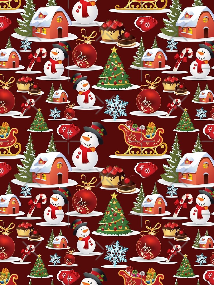 Red Snowman Christmas Pattern by MixinMadness