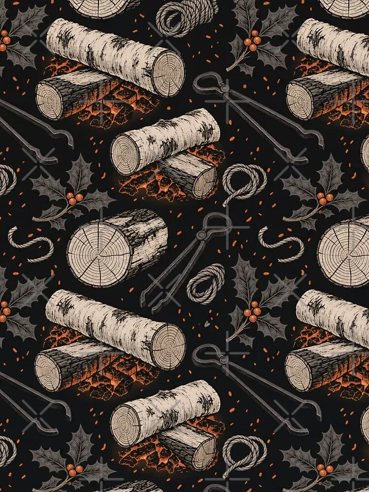 Yule Log Ember and Ash Repeat | Midwinter Hearth Fire Pattern by StickyGuys