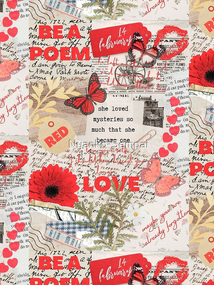Red valentines aesthetic collage by Nyanko-Sempai