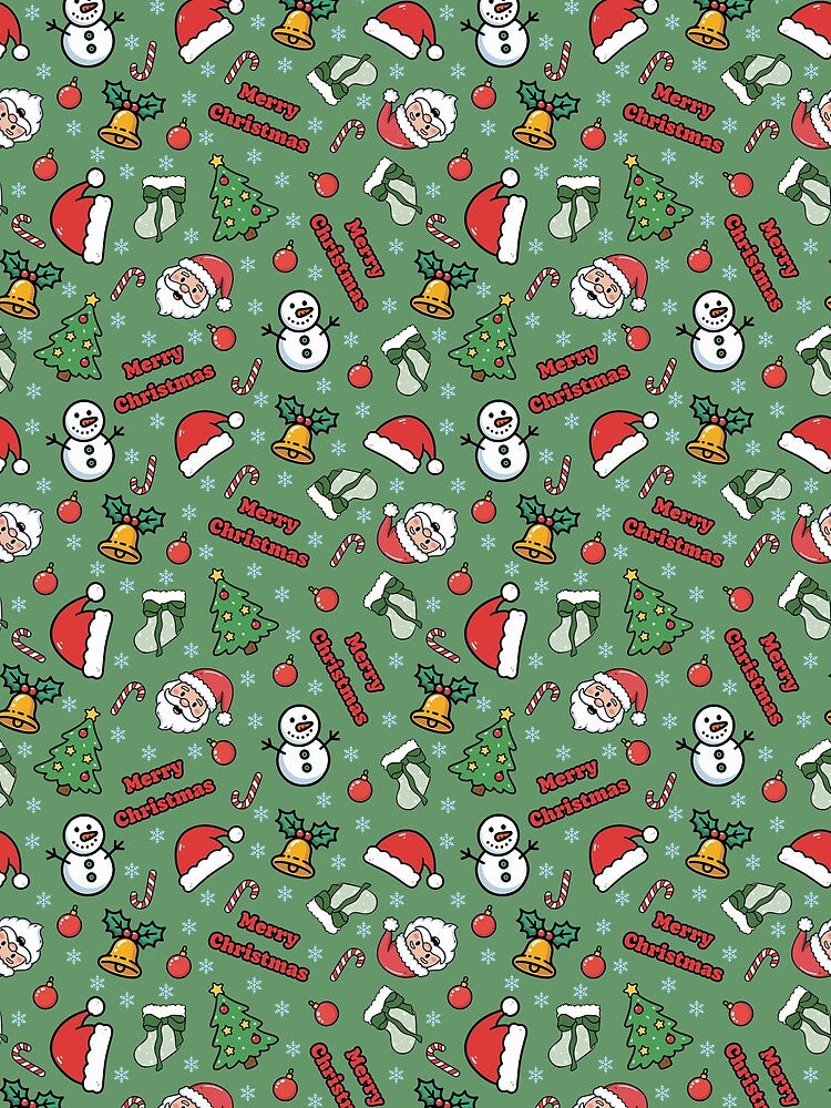 Cartoon Christmas on Light Green by KSimpson838