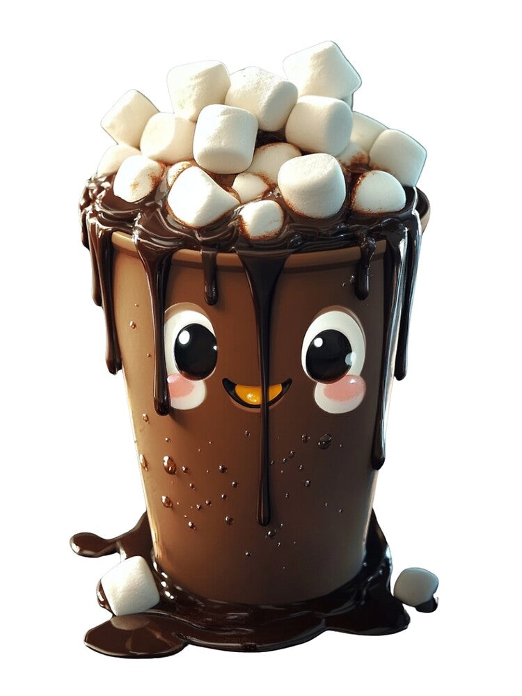 Marshmallow Cocoa Sticker | Cute Smiling Hot Chocolate | Cozy Winter Kawaii Die Cut Sticker by overcomercrafts